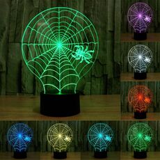 Luce LED di controllo dell'interruttore tattile 3D stile ragnatela, 7 Lampada da scrivania con lampada da tavolo stereo visiva creativa con decolorazione a colori