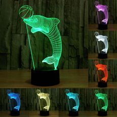 Dolphin Heading the Ball Style 3D Touch Switch Control LED Light, 7 Lampada da scrivania con lampada da tavolo stereo visiva creativa con decolorazione a colori