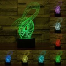 Luce LED di controllo dell'interruttore di tocco 3D di stile astratto, 7 Lampada da scrivania con lampada da tavolo stereo visiva creativa con decolorazione a colori