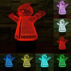 Luce LED di controllo dell'interruttore tattile 3D stile pupazzo di neve, 7 Lampada da scrivania con lampada da tavolo stereo visiva creativa con decolorazione a colori