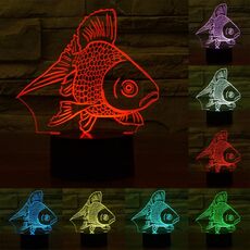 Luce LED di controllo dell'interruttore tattile 3D stile pesce rosso, 7 Lampada da scrivania con lampada da tavolo stereo visiva creativa con decolorazione a colori