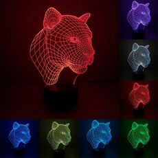 Luce LED di controllo dell'interruttore tattile 3D stile leopardo, 7 Lampada da scrivania con lampada da tavolo stereo visiva creativa con decolorazione a colori