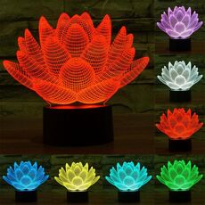 Luce LED di controllo dell'interruttore tattile 3D Lotus Style, 7 Lampada da scrivania con lampada da tavolo stereo visiva creativa con decolorazione a colori