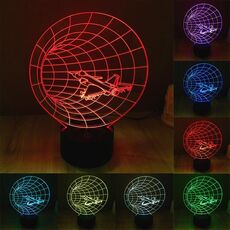 Luce LED di controllo dell'interruttore tattile 3D in stile Time Machine, 7 Lampada da scrivania con lampada da tavolo stereo visiva creativa con decolorazione a colori