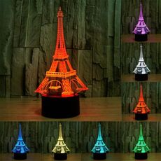 Luce LED di controllo dell'interruttore tattile 3D in stile Torre Eiffel, 7 Lampada da scrivania con lampada da scrivania a decolorazione visiva creativa