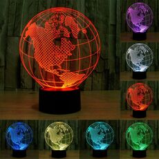 Luce LED di controllo dell'interruttore a sfioramento 3D in stile America Globe, 7 Lampada da scrivania con lampada da scrivania a decolorazione visiva creativa