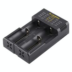 N2 PLUS Caricabatteria Smart Micro USB con indicatore luminoso per 26650, 18650.18500, 14500, 16340 (RCR123) batteria IMR / LI-on o AA, AAA, AAAA, C Ni-MH / NI-CD batteria