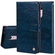 Per Xiaomi Redmi 5 Plus Custodia in pelle a vibrazione orizzontale con struttura a cera d'olio con supporto e slot per schede e portafoglio (blu)