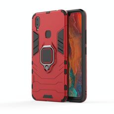 Custodia protettiva antiurto PC + TPU per Vivo X21i, con supporto per anello magnetico (rosso)