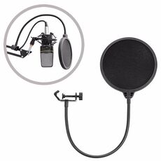 Microfono di registrazione a doppio strato Schermo antivento da studio Filtro anti-pop per maschera con braccio stabilizzatore a clip, Per registrazione in studio, trasmissione dal vivo, spettacolo dal vivo, KTV, ecc. (Nero)