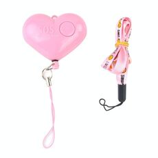 Portachiavi con allarme personale di emergenza stile cuore con luce LED SOS per donne / bambini / ragazze / superiore, consegna a colori casuali