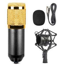 Microfono audio a condensatore cablato per registrazione da studio da 3,5 mm BM-800 con supporto antiurto, Compatibile con PC / Mac per Live Broadcast Show, KTV, ecc. (Nero)