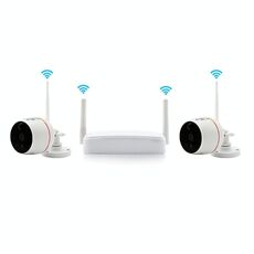 Kit Wi-Fi per telecamera IR IP wireless di sicurezza da interno 4CH HD 1080P, supporto per visione notturna / rilevamento PIR / audio bidirezionale e scheda Micro SD (128 GB max, distanza IR: 9 m (bianco)