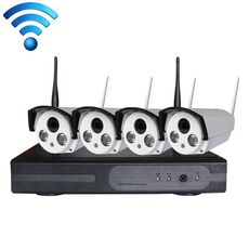 4CH HD 720P 1.0 Mega Pixel 2.4GHz WiFi IP Bullet Camera + Kit NVR