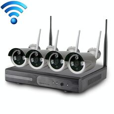 4CH HD 720P 1.0 Mega Pixel 2.4GHz WiFi IP Bullet Camera + Kit NVR
