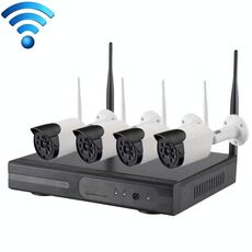 Telecamera bullet IP WiFi 4CH HD 720P 1.0 Mega Pixel 2,4 GHz + kit NVR