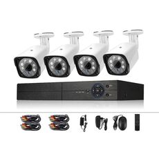 A4B3 / Kit Sistema DVR di sorveglianza 4CH 1080N e telecamera bullet CCTV resistente alle intemperie 720P 1.0MP HD, supporto visione notturna a infrarossi e accesso remoto P2P e scansione codice QR (bianco)