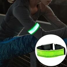 Cintura da polso sportiva ricaricabile leggera in nylon riflettente con sicurezza flash a LED (verde)