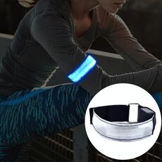 Cintura da polso sportiva ricaricabile leggera in nylon riflettente con sicurezza flash LED (blu)