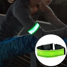 Cintura da polso sportiva con batteria in nylon riflettente di sicurezza con flash a LED (verde)