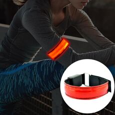 Cintura da polso sportiva con batteria in nylon riflettente di sicurezza con flash a LED (rossa)