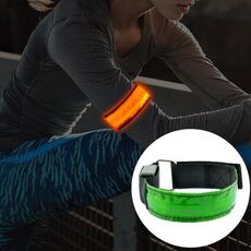 Cintura da polso sportiva con batteria in nylon riflettente di sicurezza con flash a LED (gialla)