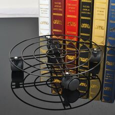 Supporto per vasi da fiori in ferro con ruote universali Portavasi rotondi mobili, diametro: 30 cm (nero)