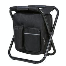 Sedia da campeggio pieghevole da esterno portatile Sedia da spiaggia leggera da pesca Sedia pieghevole in tubo di acciaio inossidabile con borsa per il ghiaccio (nera)