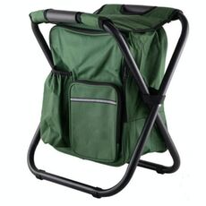 Sedia da campeggio pieghevole portatile da esterno Sedia da spiaggia leggera da pesca Sedia pieghevole in tubo di acciaio inossidabile con borsa per il ghiaccio (verde)