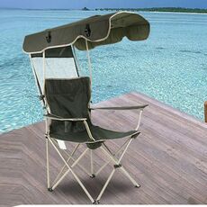 Sedia pieghevole da esterno con protezione solare Sedia pieghevole multifunzionale da spiaggia da pesca con parasole Sedia pieghevole in alluminio (verde scuro)