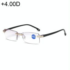 Occhiali presbiti senza montatura anti blu-ray con lenti blu, + 4.00D (nero)