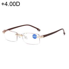 Occhiali presbiti senza montatura con lenti blu-ray blu senza montatura, + 4.00D (marrone)