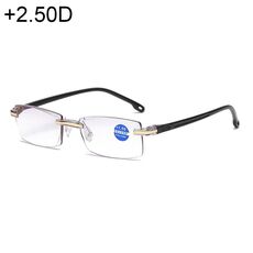 Occhiali presbiti senza montatura anti blu-ray con lenti blu, + 2.50D (nero)