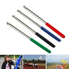10 PCS 1M 5 nodi multifunzionale telescopico in acciaio inox manicotto di gomma guida del bastone di insegnamento Flagpole Signal Flag, consegna a colori casuali