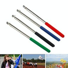 10 PCS 1.2M 6 nodi multifunzionale telescopico in acciaio inox manicotto in gomma guida bastone didattico Flagpole Signal Flag, consegna a colori casuali