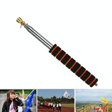 10 PCS 2M 11 nodi multifunzionale telescopica in acciaio inox spugna testa dorata guida del bastone bandiera pennone segnale bandiera