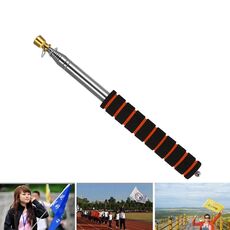 10 PCS 3M 11 nodi multifunzionale telescopica in acciaio inox spugna testa dorata guida del bastone di insegnamento Flagpole Signal Flag