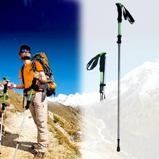 Bastone per bastoncini da trekking in lega di alluminio portatile regolabile da 125 cm (verde)