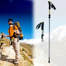 Bastone per bastoncini da trekking in lega di alluminio portatile regolabile da 125 cm (giallo)