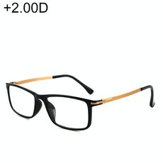 Occhiali presbiti anti-affaticamento e blu-ray con cerniera a molla nera, +2,00 D.