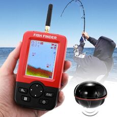 XJ-01 Rilevatore di pesci wireless Sensore ecoscandaglio 125KHz Localizzatore di profondità 0,6-36m Cercatore di pesci con schermo LCD da 2,4 pollici e antenna, sensore di temperatura dell'acqua integrato