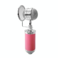 3000 Home KTV Microfono a condensatore per registrazione audio con supporto antiurto e filtro anti-pop per PC e laptop, porta per auricolari da 3,5 mm, lunghezza cavo: 2,5 m (rosa)