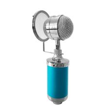 3000 Home KTV Microfono a condensatore per registrazione audio con supporto antiurto e filtro anti-pop per PC e laptop, porta per auricolari da 3,5 mm, lunghezza cavo: 2,5 m (blu)