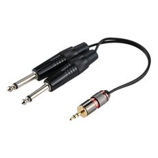 Cavo adattatore audio mono da 3,5 mm maschio a 2 x 6,35 mm maschio, lunghezza totale: circa 27 cm
