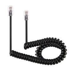 Cavo a spirale per prolunga telefonica a molla RJ11 maschio a 4 conduttori, lunghezza: 3 m (nero)