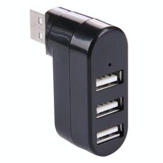 Testa USB con rotazione di 180 gradi 3 porte USB 2.0 HUB portatile (nero)