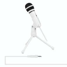 Yanmai SF-910 Microfono professionale per registrazione audio a condensatore con supporto per treppiede, lunghezza cavo: 2,0 m, Compatibile con PC e Mac per Live Broadcast Show, KTV, ecc. (Bianco)