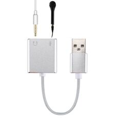 Scheda audio virtuale a 7.1 canali USB esterna con guscio in lega di alluminio con cavo da 13 cm per PC laptop (argento)