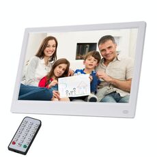 Cornice fotografica digitale con display a LED FHD da 11,6 pollici con supporto e telecomando, programma MSTAR V56, supporto ingresso scheda USB / SD (bianco)