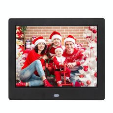 Cornice per foto digitale con schermo TFT da 8 pollici AC 100-240V con supporto e telecomando, supporto ingresso scheda USB / SD (nero)